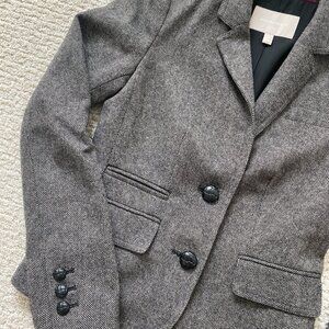 Banana Republic Tweed Short Blazer with Leather Buttons